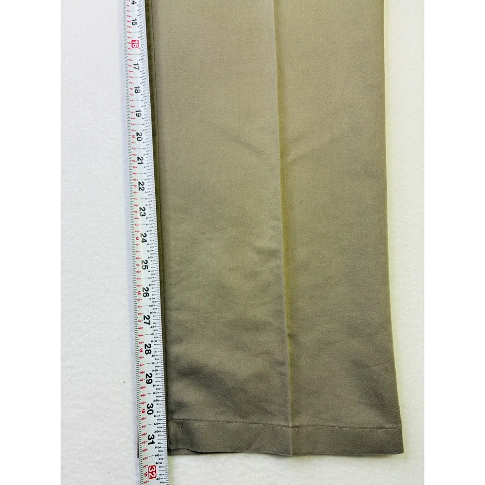 Dockers Mens Relaxed Fit Flat Front Chino Pants Khaki Tan W44 L32 Tencel Blend